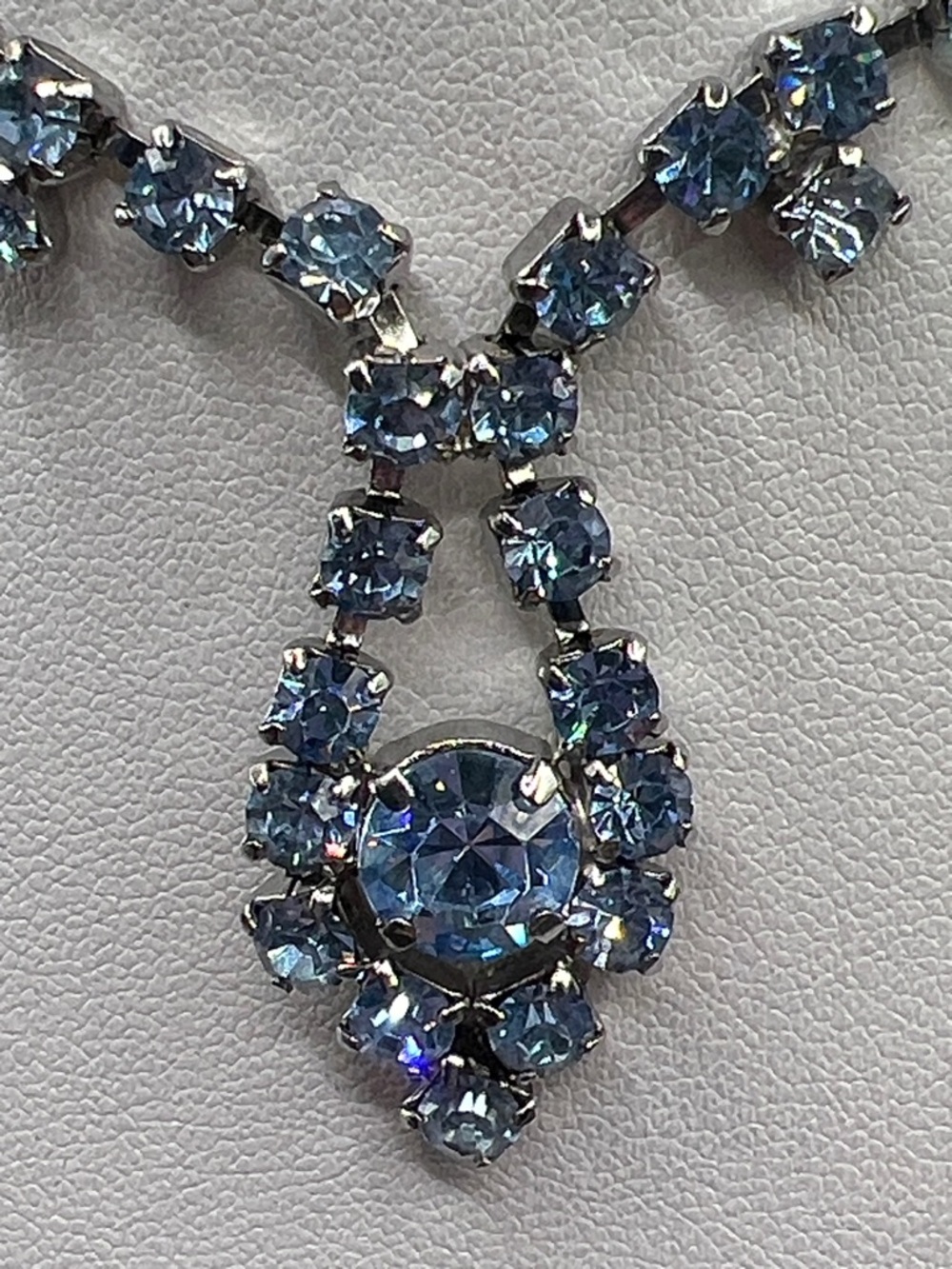 Vintage Light Blue Crystal Drop Necklace - Picture 3 of 5